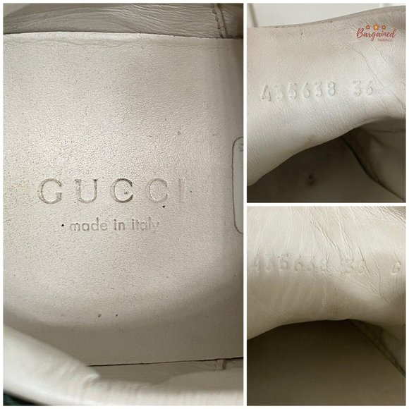 Authentic GUCCI White Leather Ace Heart Embroidered Web Low Top Sneakers 36/6 G - Picture 9 of 13